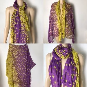 2/$20 purple and yellow gradient polka dot lightweight scarf shawl
